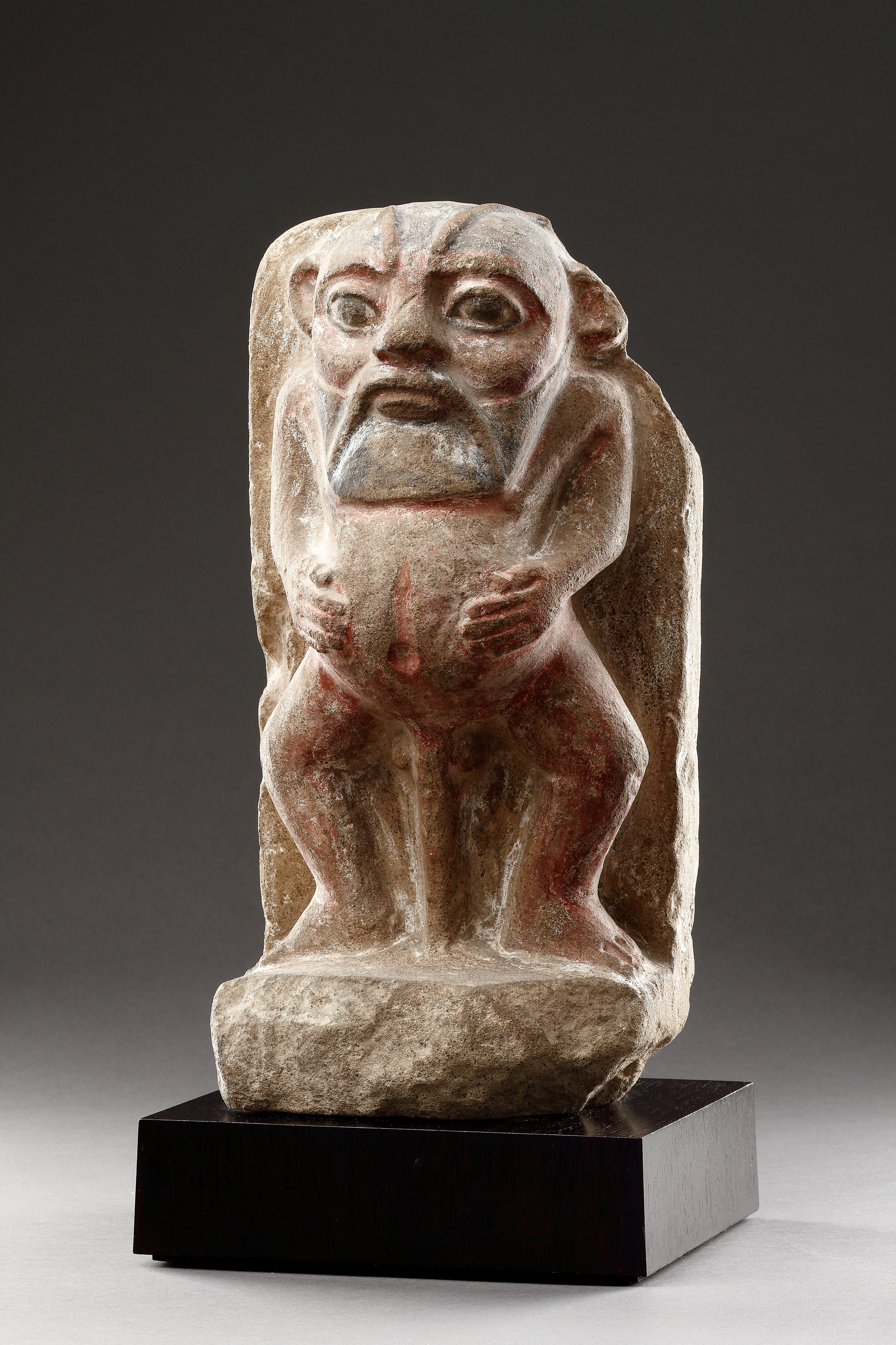 Ancient Egyptian Ptolemaic Limestone Figure of the Grotesque Dwarf God ‘Bes’